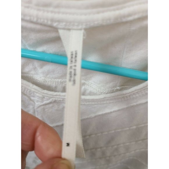 By Anthropologie White Ribbed Sleeveless Scoop Neck Tank Top Medium - Picture 5 of 9